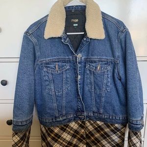 Maje denim jacket with plaid size 38